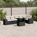 vidaXL 7-delige Loungeset met kussens poly rattan zwart