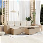 vidaXL 7-delige Loungeset met kussens poly rattan beige