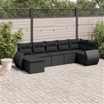 vidaXL 7-delige Loungeset met kussens poly rattan zwart