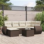 vidaXL 7-delige Loungeset met kussens poly rattan bruin