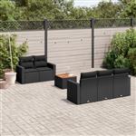 vidaXL 6-delige Loungeset met kussens poly rattan zwart