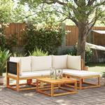 vidaXL 5-delige Loungeset met kussens massief acaciahout