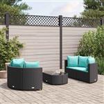 vidaXL 5-delige Loungeset met kussens poly rattan zwart