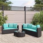 vidaXL 6-delige Loungeset met kussens poly rattan zwart
