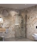 Sanivo Inloopdouche Ronde Hoek Glas 8mm Nano Coating Mat Zwart Profiel met Stang (Alle Maten)