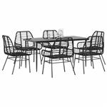 vidaXL 7-delige Tuinset poly rattan glas zwart