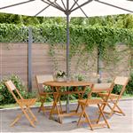 vidaXL 5-delige Tuinset massief hout en stof beige