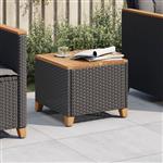 vidaXL Tuintafel 45x45x37 cm poly rattan en acaciahout zwart