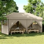 vidaXL Partytent inklapbaar pop-up met 4 zijwanden taupe