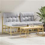 vidaXL Buiten zitplaatsen met kussen 2 pcs Lichtgrijs Staal