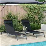 vidaXL Ligstoelen met tafel 3 pcs Zwart en antraciet 197 x 54 x 86 cm