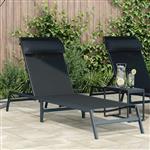 vidaXL Ligstoel 1-persoon Zwart en Anthraciet 197 x 54 x 86 cm Staal
