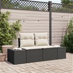 vidaXL Tuinbank met kussen Zwart 184 x 62 x 69 cm poly rattan