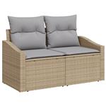 vidaXL Tuinbank met kussen Beige 123 x 62 x 69cm poly rattan