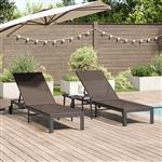 vidaXL Ligstoel 2-persoon 3 pcs Bruin poly rattan