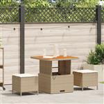 vidaXL Tuin Eetset Beige Poly riet