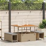 vidaXL Tuin Eetset Beige Poly riet