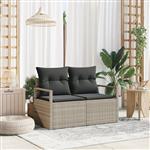 vidaXL Tuinbank met kussen Grijs 120 x 62 x 69cm poly rattan