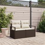 vidaXL Tuinbank met kussen Bruin 120 x 62 x 69cm poly rattan