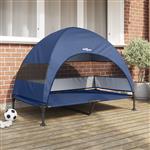vidaXL Verhoogd hondenbed met afneembaar dak - Marineblauw - XL - Staal