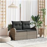 vidaXL Tuinbank met kussen Grijs 124 x 62 x 69cm poly rattan