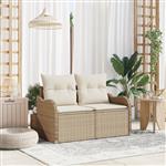 vidaXL Tuinbank met kussen Beige 121 x 62 x 69cm poly rattan