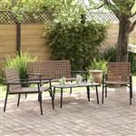vidaXL Tuin eettafelset 4 pcs Bruin poly rattan
