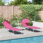 vidaXL Ligstoel 2-persoon 2 pcs Roze 58 x 188 x 77cm Stof