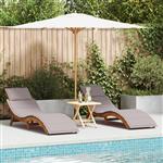 vidaXL Ligbed 2-persoon 2 pcs Taupe 184 x 55 x 64cm Massief acaciahout