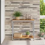 vidaXL Buiten Tafel met opslag Natuurlijk en grijs 80 x 35 x 75 cm