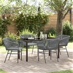 vidaXL Tuin Eetset 5 pcs Grijs Poly riet