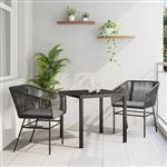 vidaXL Tuin Eetset 3 pcs Zwart Poly riet