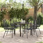 vidaXL Tuin Eetset 5 pcs Zwart poly rattan