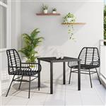 vidaXL Tuin Eetset 3 pcs Zwart poly rattan