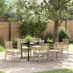 vidaXL Tuin Eetset 7 pcs Beige poly rattan