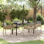 vidaXL Tuin Eetset 5 pcs Beige poly rattan