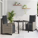 vidaXL Tuin Eetset 3 pcs Grijs poly rattan