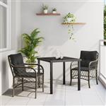 vidaXL Tuin Eetset met kussen 3 pcs Grijs Poly riet