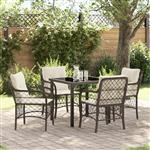 vidaXL Tuin Eetset met kussen 5 pcs Bruin Poly riet