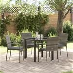 vidaXL Tuin Eetset met kussen 5 pcs Grijs Poly riet
