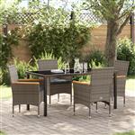 vidaXL Tuin Eetset met kussen 5 pcs Grijs Poly riet