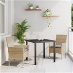 vidaXL Tuin Eetset met kussen 3 pcs Beige Poly riet