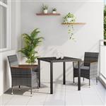 vidaXL Tuin Eetset met kussen 3 pcs Grijs Poly riet