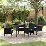 vidaXL Tuin Eetset met kussen 5 pcs Zwart Poly riet