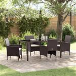 vidaXL Tuin Eetset met kussen 5 pcs Bruin Poly riet