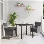 vidaXL Tuin Eetset met kussen 3 pcs Grijs Poly riet