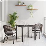 vidaXL Tuin Eetset 3 pcs Bruin Poly riet