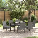 vidaXL Tuin Eetset 7 pcs Grijs Poly riet