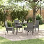 vidaXL Tuin Eetset 5 pcs Grijs Poly riet