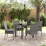 vidaXL Tuin Eetset 5 pcs Grijs Poly riet